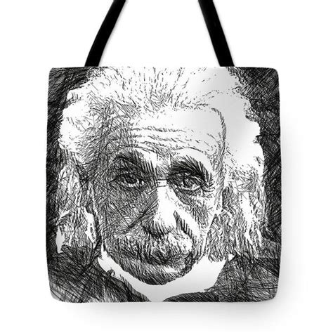 Albert Einstein By Rafael Salazar Portrait Sketches Tote Bag Bags