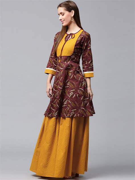 Printed Kurta Skirt Set For Women Kurta Sets Long Kurti With Skirt Kurta Dupatta Set For