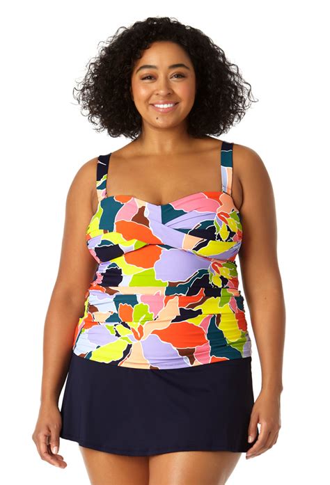 Anne Cole Plus Womens Twist Front Bandeaukini Swim Top — Swimsuits