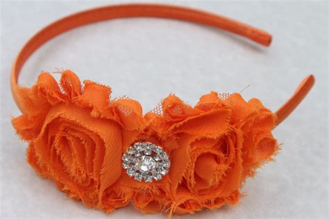 Orange Flower Girl Headband Orange Headband Plastic Headband Satin