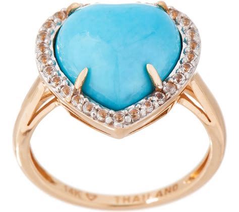 Kingman Turquoise Heart Design Ring 14K Turquoise Heart Ring