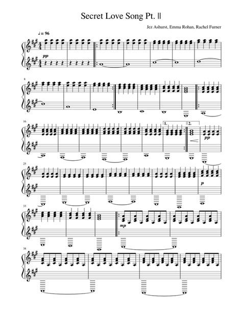 Secret Love Song Pt 2 Sheet Music For Piano Solo Easy