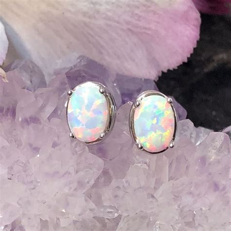 Oval Opal Earrings Opal Earrings Opal Earrings Stud Opal Heart Ring