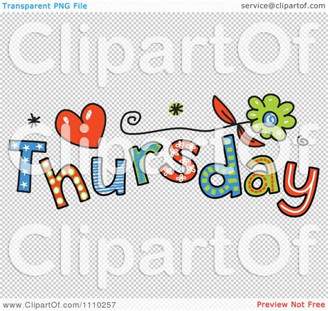 Clipart Colorful Sketched Thursday Text Royalty Free