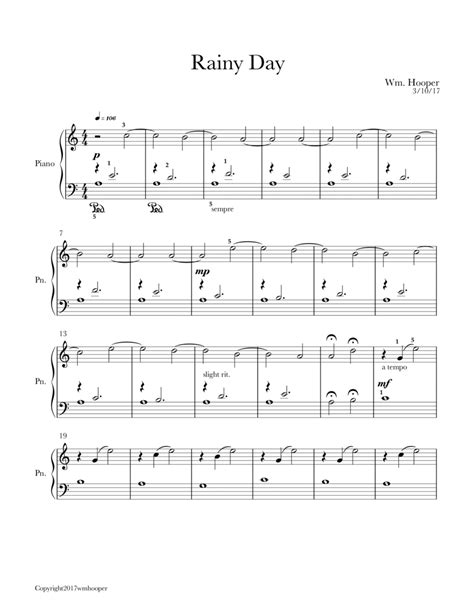 Rainy Day Sheet Music William Hooper Piano Solo