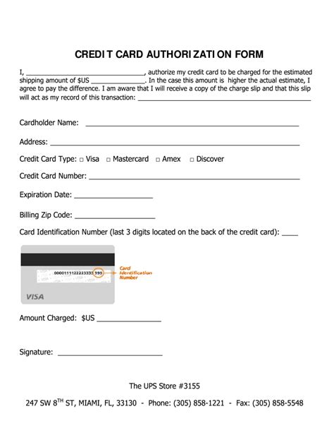Free Credit Card Authorization Form Pdf Fillable Template Printable Templates