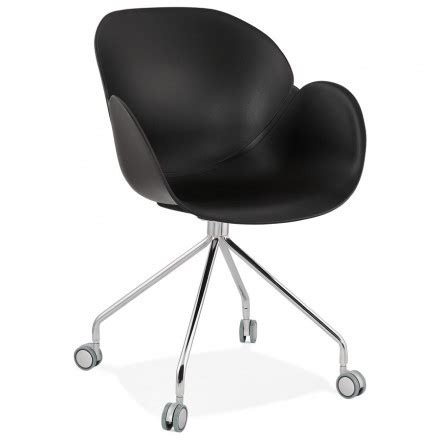 Combien de roulettes pour un fauteuil de bureau ? Chaise de bureau sur roulettes SORBIER en polypropylène pieds métal chromé (noir) | Chaise ...
