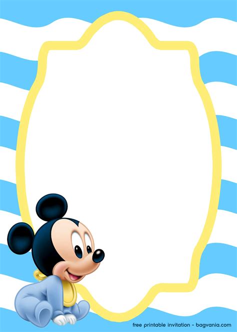 Free Mickey Mouse Baby Invitation Template Free Printable Birthday