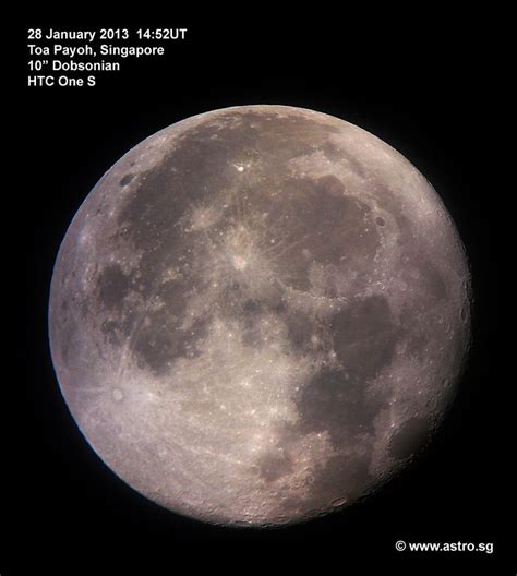 Moon Through 10 Inch Dobsonian Telescope 28 Jan 2013 Singastro