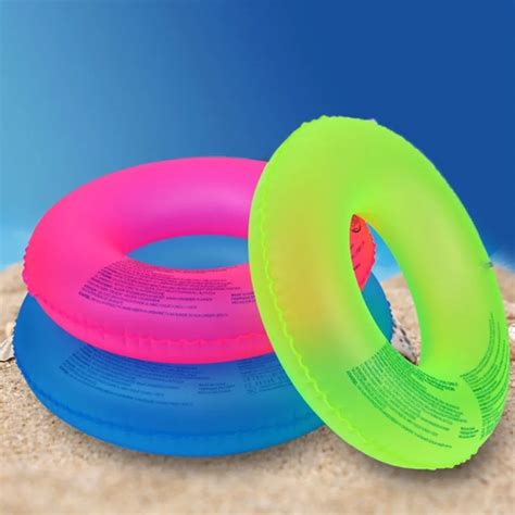 Inflatable Pool Float Toy Fluorescent Swimming Rings Pure Color Fluorescent Swimming Rings