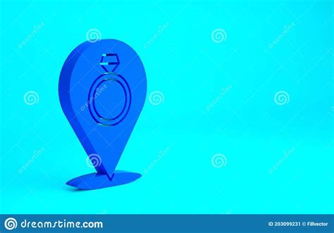Blue Wedding Rings Icon Isolated On Blue Background Bride And Groom