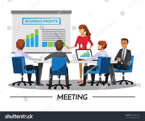 Business People Having Board Meetingvector Illustration Stock Vector