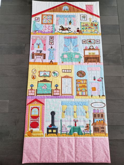 Doll House Play Mat Fold Up Travel Doll Quilt With Pockets Etsy In