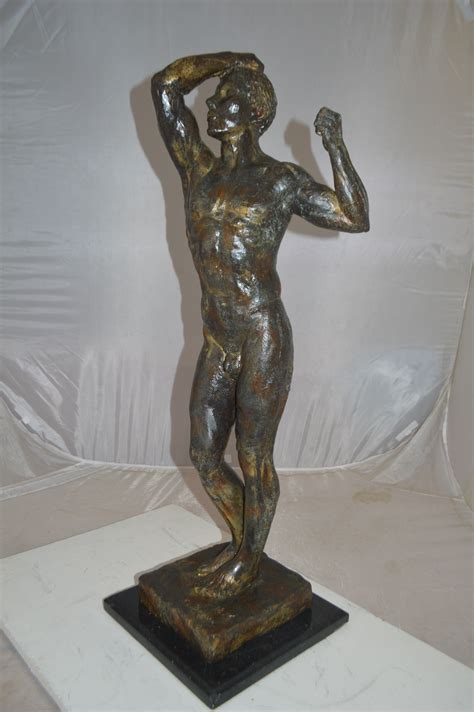 Nifao Statues The Bronze Age Male Bronze Statue By Rodin Replica Size 12l X 12w X 36h