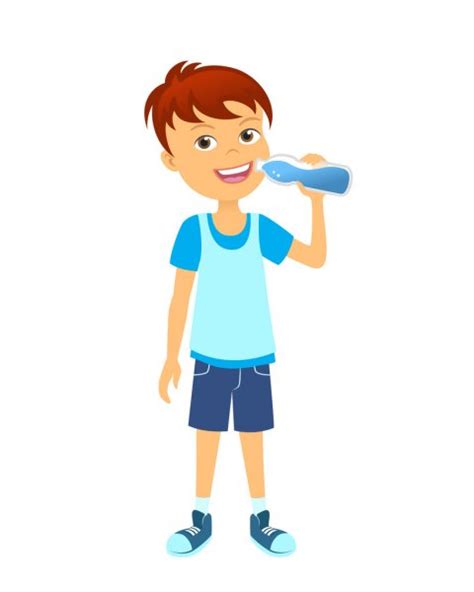 Cómo dibujar una botella de agua. Vectores de stock de Children drinking water ...
