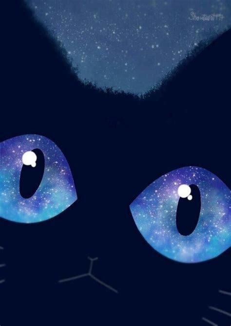 Anime Art Black Cat Cute Drawing Galaxy Illustration