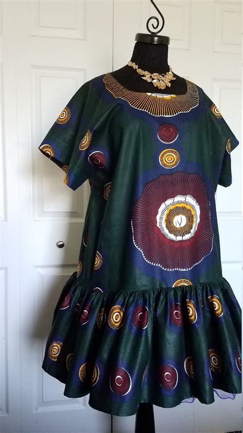 Emerald Green African Dress With Pockets Knee Length Piped Etsy