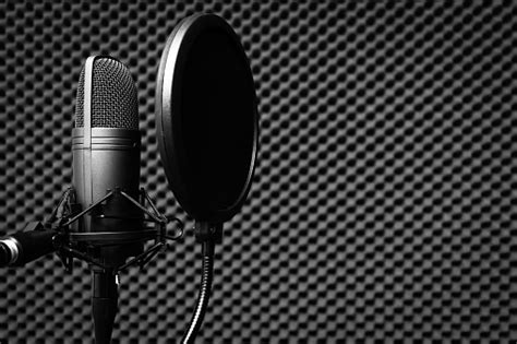 Condenser Microphone In Recording Studio For Music Background Stock