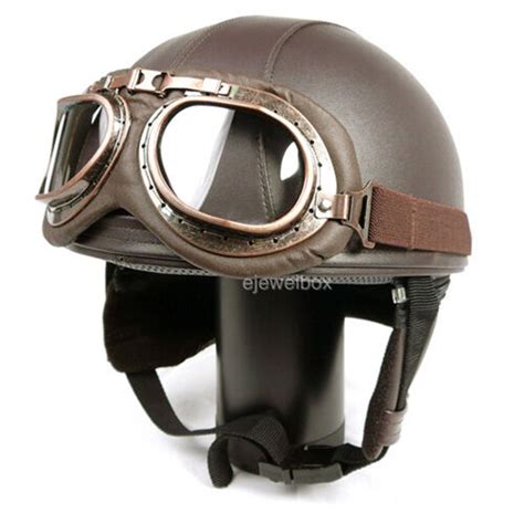 Now you can shop for it and enjoy a good deal on aliexpress! Vintage Motorcycle Motorbike Scooter Half Leather Helmet ...