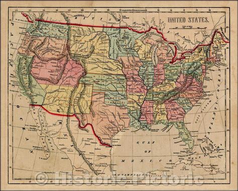 Historic Map United States 1856 Charles Morse Vintage Wall Art