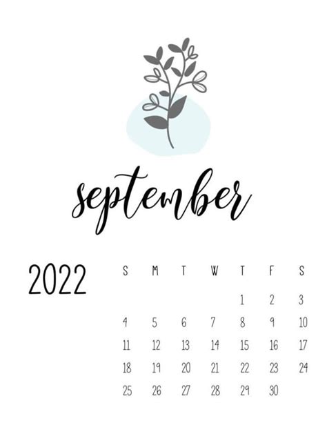 Cute September 2022 Calendar Floral Wall Printable Designs