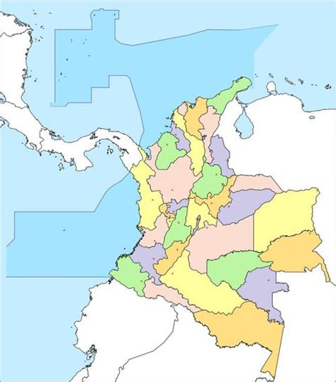 Mapa Político Mudo De Colombia Ex