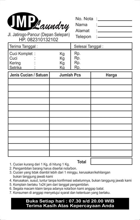 Bagaimana contoh nota yang bisa saya salin untuk nota usaha saya? Download Template Nota Format CDR
