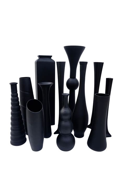 Assorted Matte Black Vases | 24"-12" Vintage Modern Centerpiece Wedding