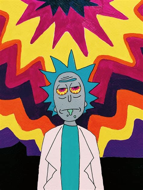 Rick And Morty Acrylic On Paper Hand Painted