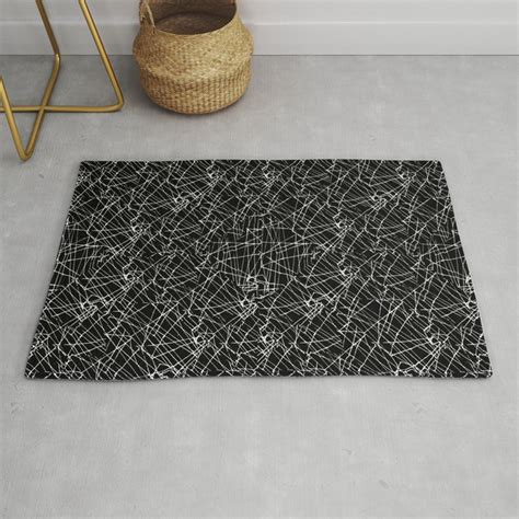 Linear Abstract Black And White Rug By Dflc Prints Society6