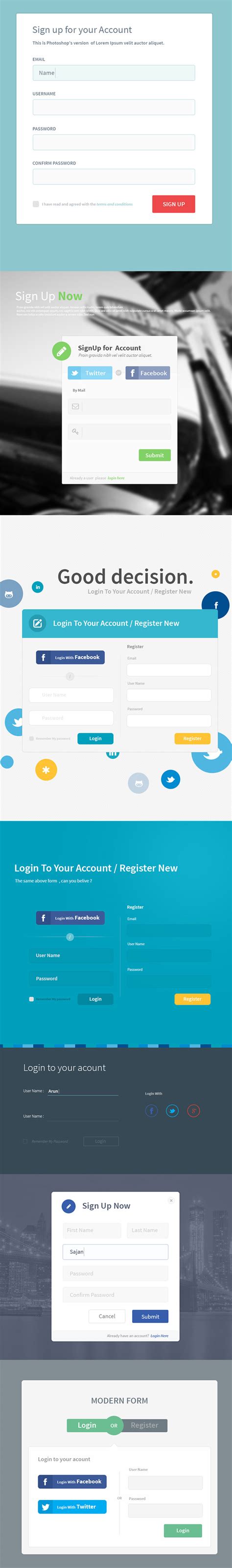 7 Flat Registration Form Flat Design Psd Web Design Web Design