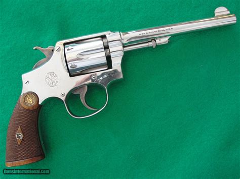 Smith And Wesson Mandp Model Of 1905 4th Change 6 Nickel Square Butt 38