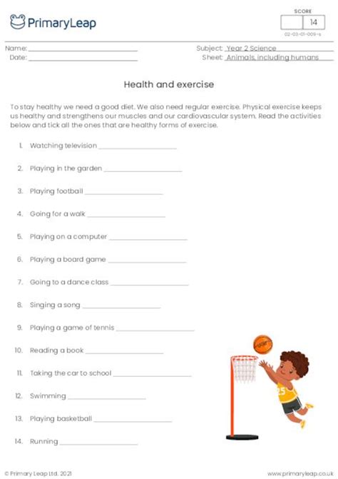 Science Health And Exercise 1 Worksheet Uk
