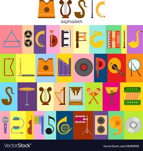 Music Alphabet Font Text Symbols Musical Vector Image