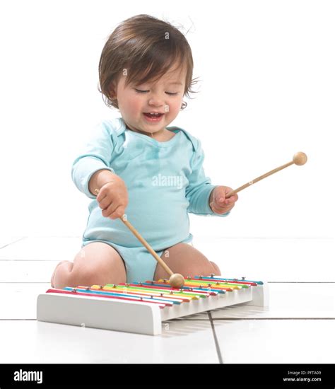 Baby Boy Playing Toy Xylophone Stock Photo Alamy