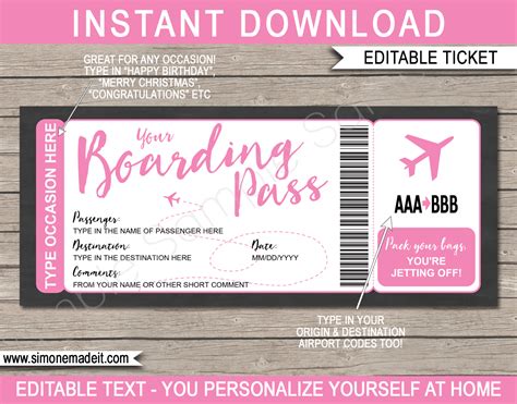 Printable Boarding Pass Template