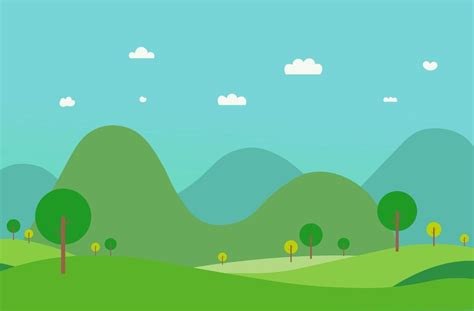 Nature Green Hills Landscape With Mountainvector Illustrationrural