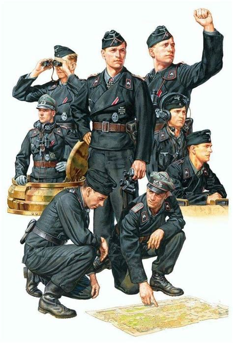 A Depiction Of German Tank Crewmen Wwii Uniforms German Uniforms