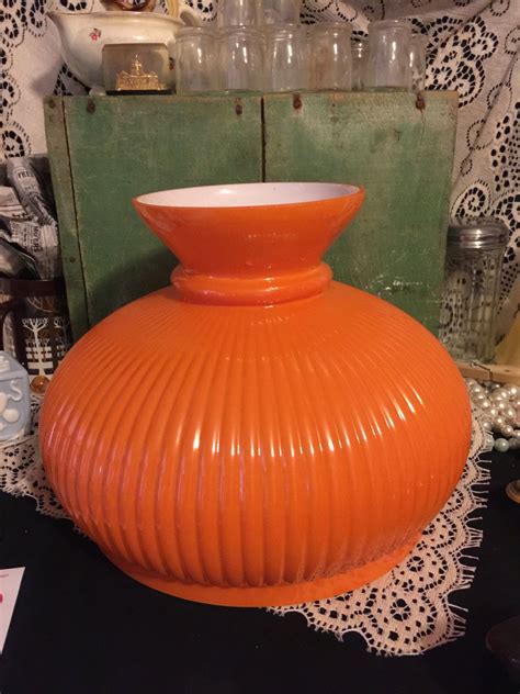 Orange Glass Lamp Shade Globe Brady Bunch Lamp Shade Vintage Etsy Antique Lamp Shades Old