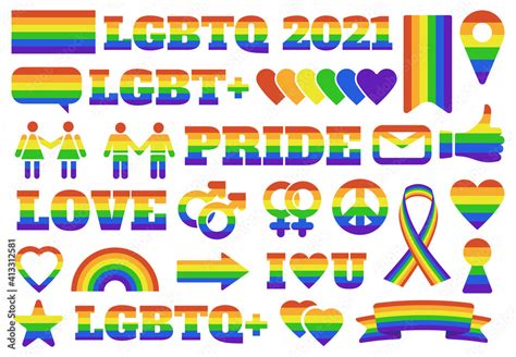 Obraz Pride Lgbtq Symbols Gay Parade Elements Lgbt Community Rainbow