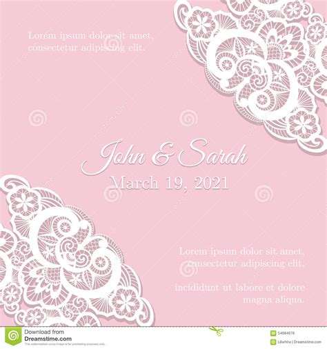 Vintage Pink Wedding Invitation Cover With Lace De Stock Vector