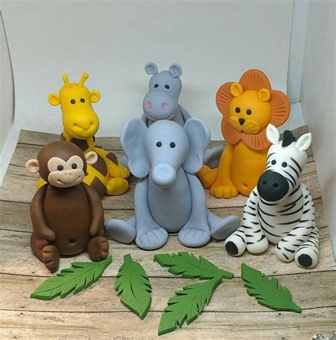 Fondant Safari Animals Cake Toppers Fondant Animals Fondant Etsy