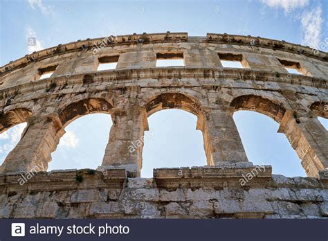Ancient Roman Amphitheater Arena Ruins In Pula Croatia Stock Photo Alamy