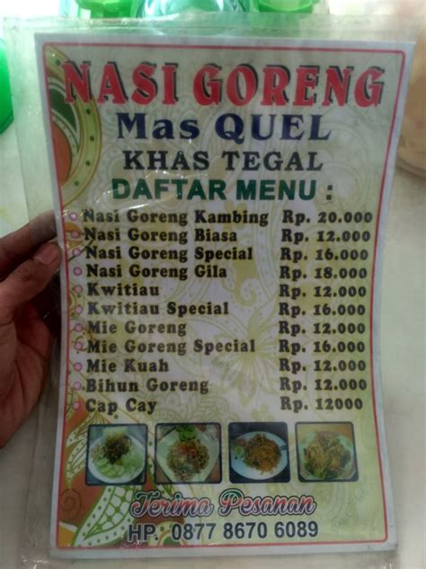 Carta Del Restaurante Nasi Goreng Mas Queel Tangerang