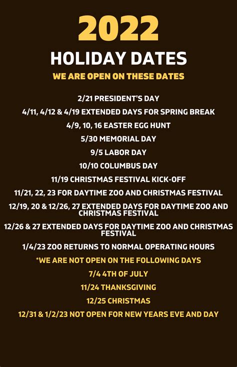 Holiday Dates