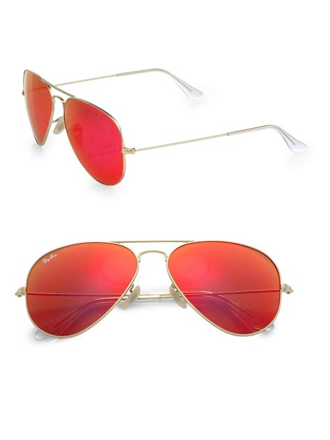 Lyst Ray Ban Original Aviator Sunglasses In Red