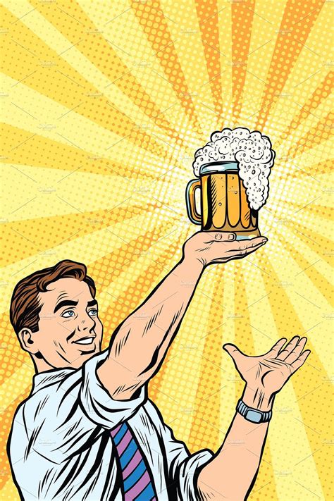 Retro Man And Mug Of Beer Beer Art Beer Illustration Beer Cartoon