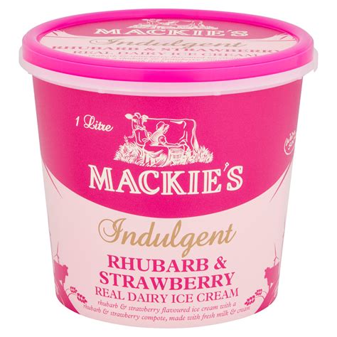 Mackie's Indulgent Rhubarb & Strawberry Real Dairy Ice Cream 1 Litre