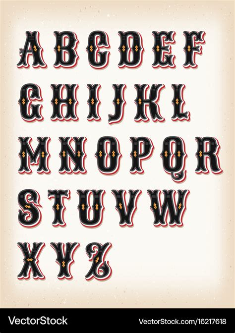 Vintage Circus And Western Abc Font Royalty Free Vector