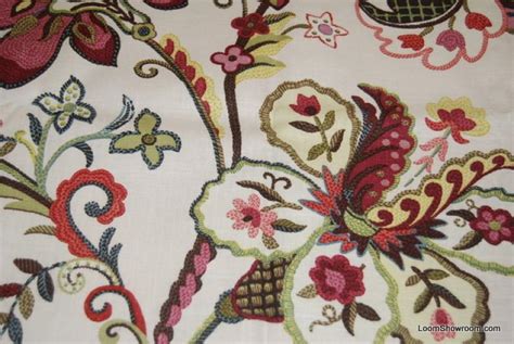 Hd798 Kravet Incredible Linen Texture Crewel Style Floral Print Slubby